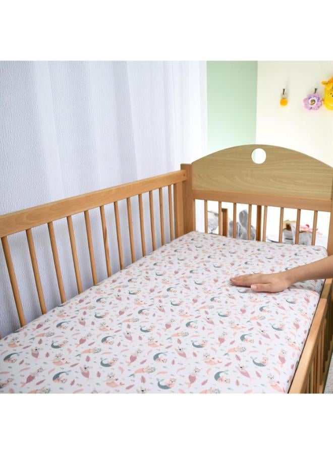 ملاءة سرير أطفال بنقشة حورية البحر - 120 × 60 سم - Image 1