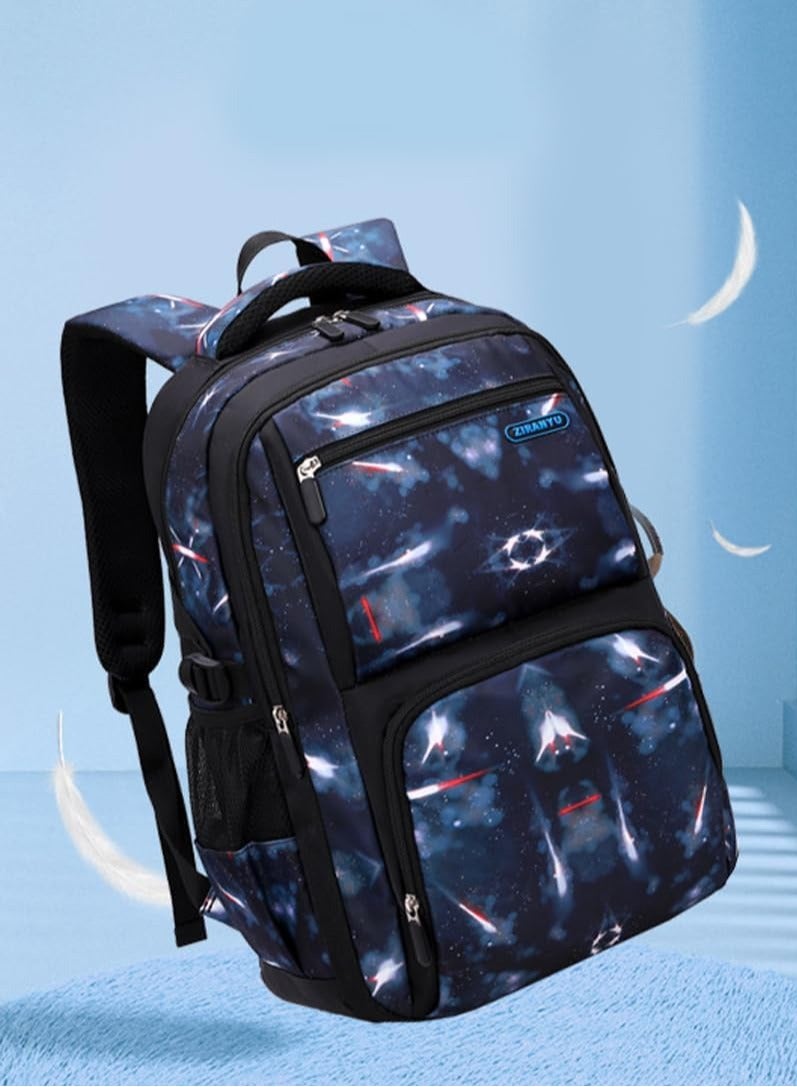 ZIRANYU School Bag for Boys, Kids Backpack for School Bookbag for Elementary 3 in 1 School Bag Sets with Lunch Tote Pencil Bag and Cartoon Sticker (Blue)  - Image 5