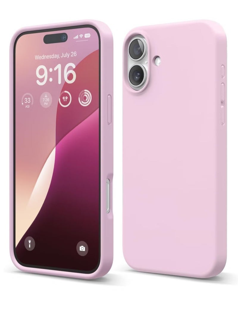 ELTRAZONE Hot Pink Liquid Silicone Case for iPhone 16 Plus – Slim Shockproof Full Body Protection with Soft Microfiber Lining - Image 1
