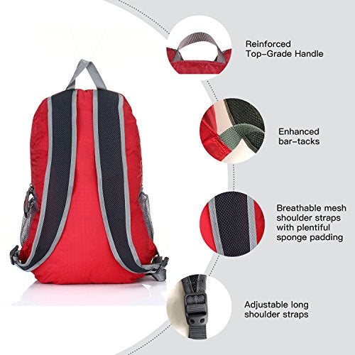 Outlander Packable Handy Lightweight Travel Hiking Backpack Daypack-Orange - Image 4