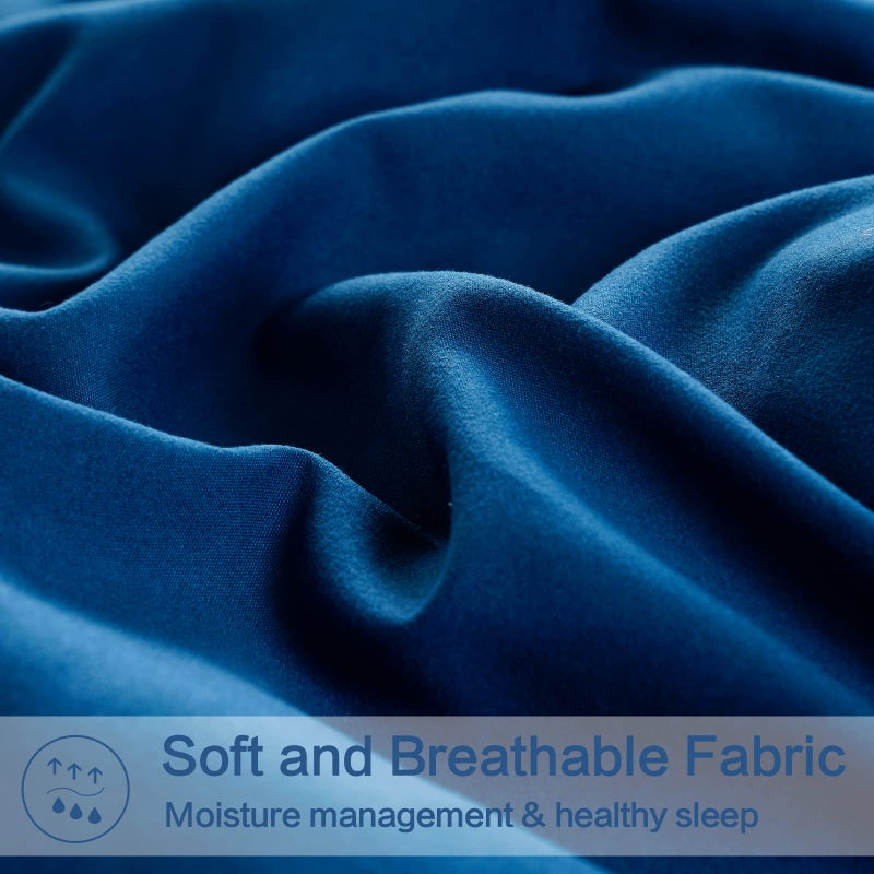 EASELAND Oversized Queen Down Alternative Comforter - Quilted Duvet Insert for All Seasons, Soft Lightweight with Corner Tabs, Summer Winter Warm Bedding, Navy 98Ã—98 Inches - Image 4