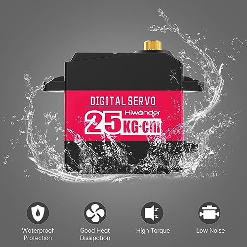 HIWONDER 25KG Servo High Torque Servo Motors, Waterproof Full Metal Gear Steering Servo for Robot DIY, Digital Servo with 25T Servo Horn, Control Angle 180° - Image 2