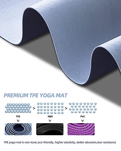 COOLMOON Yoga Mat Non Slip, Anti-Tear 1/4 Thick TPE Yoga Mats for Women and Men, 72"x24" Exercise & Fitness Mat with Carrying Strap, Workout Mats for Yoga, Pilates and Floor Exercise - Image 3