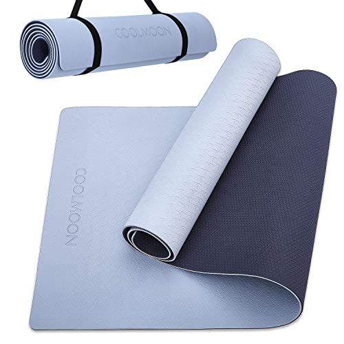 COOLMOON Yoga Mat Non Slip, Anti-Tear 1/4 Thick TPE Yoga Mats for Women and Men, 72"x24" Exercise & Fitness Mat with Carrying Strap, Workout Mats for Yoga, Pilates and Floor Exercise - Image 1