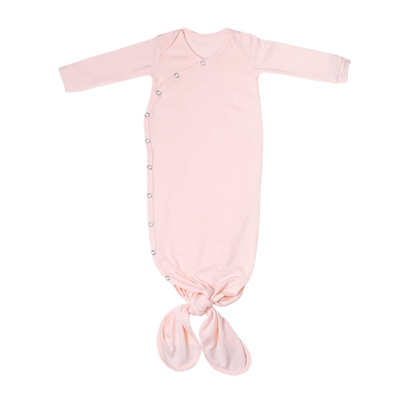 Copper Pearl Baby Gown Knotted Newborn Sleepers for Baby Girl Soft Stretchy Long Sleeve Infant Gowns with Bottom Tie and Hand Mittens Perfect Hospital Coming Home Outfit Blush