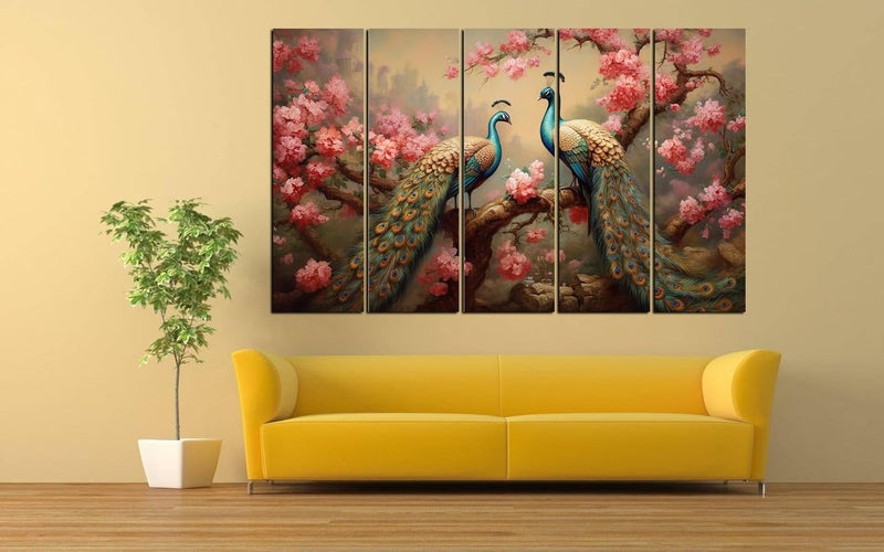 KYARA ARTS peacock nature Wall painting with frame Big Size 30inchx48inch abstract Wall Art for living roomBedroomDrawing roomHotelsWooden FramedDigital Painting - Image 4