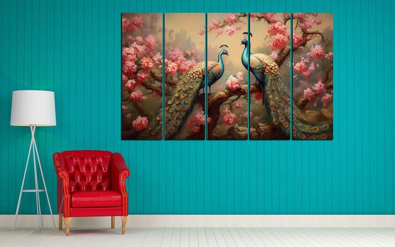 KYARA ARTS peacock nature Wall painting with frame Big Size 30inchx48inch abstract Wall Art for living roomBedroomDrawing roomHotelsWooden FramedDigital Painting - Image 2