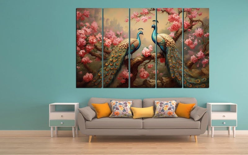 KYARA ARTS peacock nature Wall painting with frame Big Size 30inchx48inch abstract Wall Art for living roomBedroomDrawing roomHotelsWooden FramedDigital Painting - Image 3