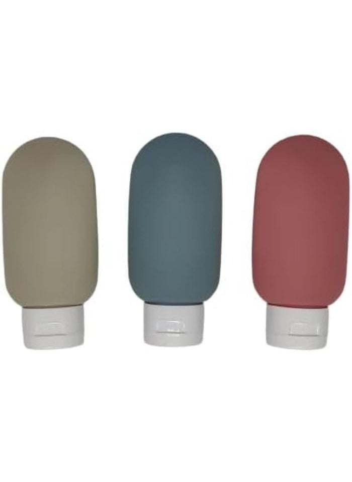 Travel Bottle Set 3pcs, 60ml Travel Bottles and Container, Small Empty Plastic Squeeze Bottles for Travel Essentials, Shampoo, Conditioner