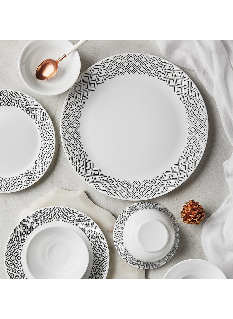 British Chef 21 Piece Opalware Dinner Set | Microwave & Dishwasher Safe- Cone Black Grey Dinnerware Set With 6 Piece Dinner Plates, 6 Pcs Side Plates, 2 Pcs Serving Bowls, 6 Pcs Veg Bowls, 1 Pcs Rice Plates |  Chip & Scratch Resistant  - Image 2