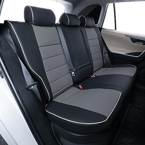 EKR أغطية مقاعد EKR Rav4 لسيارة تويوتا RAV4 هايبرد 2019-2025 (غير مناسبة لـ Hybrid/PHEV XSE,SE) مجموعة كاملة من أغطية المقاعد الجلدية للشاحنات والسيارات الرياضية متعددة الاستخدامات، واقية من الماء، واقي مقاعد السيارات، جلد صناعي (أسود/رمادي) - Image 5