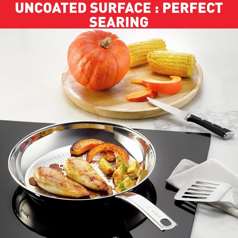 تيفال مقلاة TEFAL Intuition بقطر 28 سم | من الفولاذ المقاوم للصدأ عالي الجودة (18/10) | توفر نتائج مثالية في القلي السريع | سهولة في إزالة المكونات من المقلاة | مقبض متين | تعمل بتقنية التسخين بالمجال المغناطيسي (Induction) | ضمان لمدة سنتين | رقم المنتج: B8590635 - Image 5