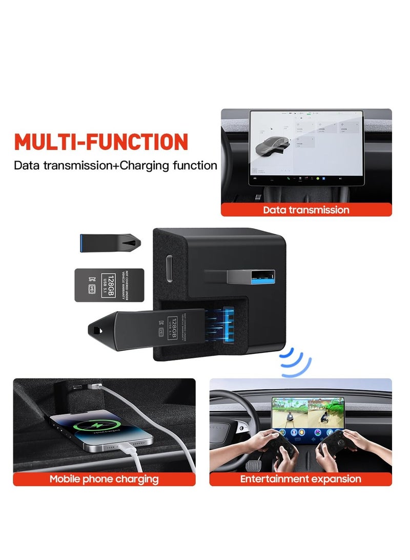 Excefore Glovebox USB Hub, 4-in-1 USB Hub for Tesla Model 3 2024 (ABS Flocking Edition), Multi Ports Smart Docking Station, for Fast Charging Data Transmission, Only Fit for Tesla Model 3 Accessories 2024  - Image 5