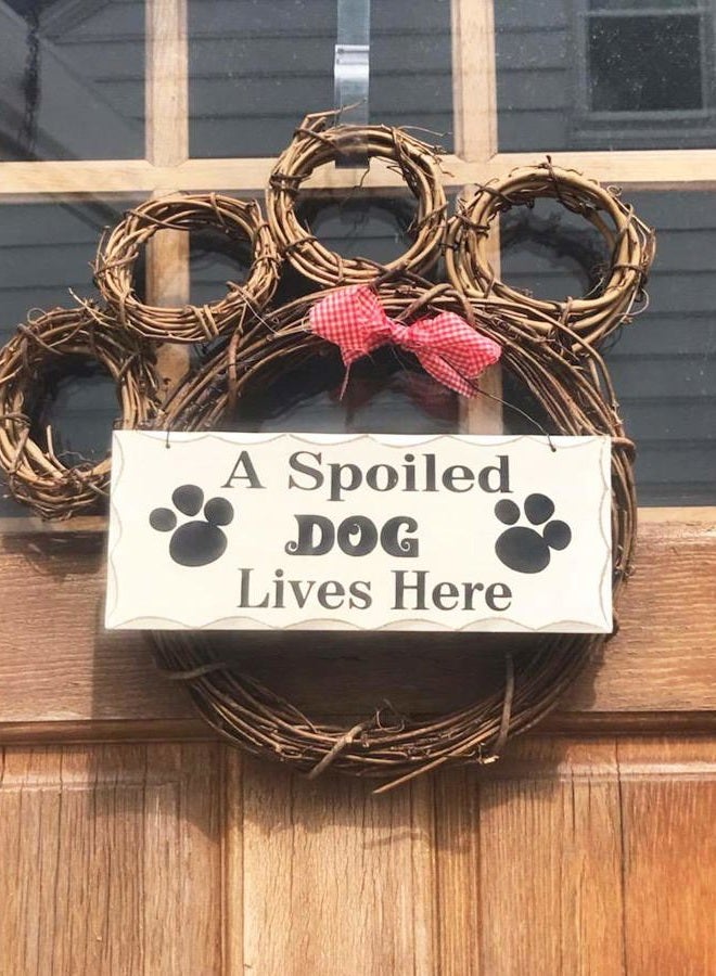 Attraction Design Wood Dog Sign Decor Dog Lover Sign, Hanging Pet Sign for Home Decor, Decorative Plaque Funny Dog Sign with Saying A Spoiled Dog Lives Here, Dog Wall Art Puppy Sign Dog Lover Gift 4X10in (Dog Sign) - Image 3