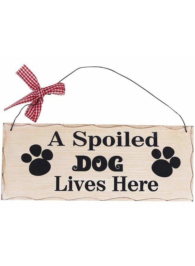 Attraction Design Wood Dog Sign Decor Dog Lover Sign, Hanging Pet Sign for Home Decor, Decorative Plaque Funny Dog Sign with Saying A Spoiled Dog Lives Here, Dog Wall Art Puppy Sign Dog Lover Gift 4X10in (Dog Sign) - Image 1