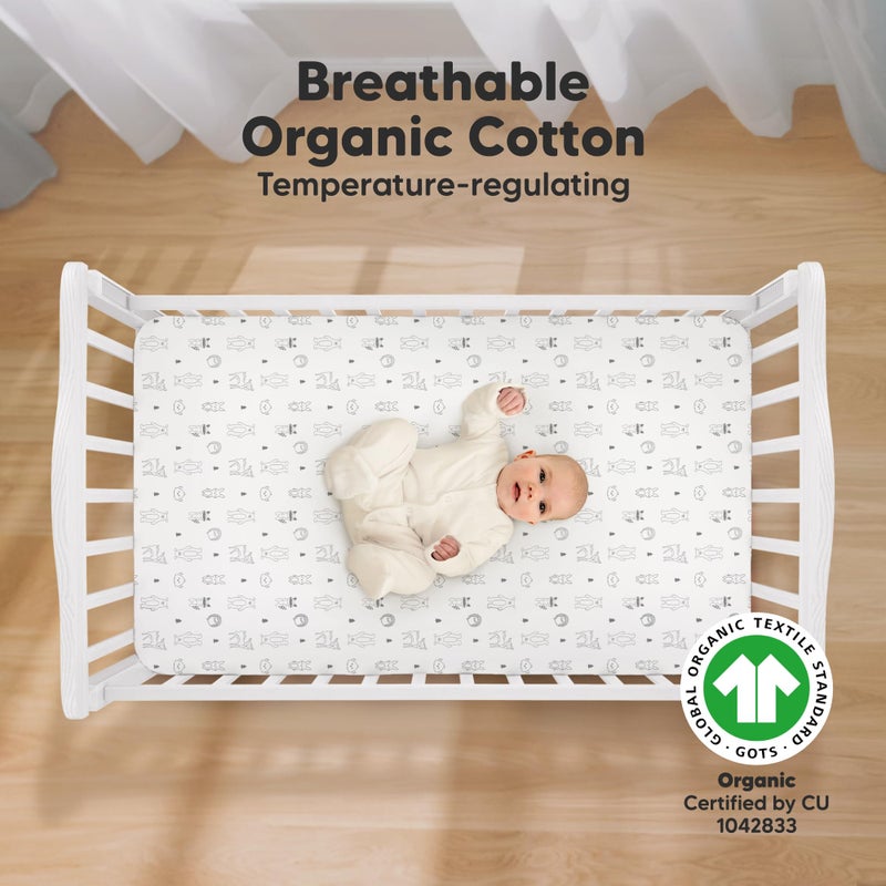 KeaBabies 2-Pack Organic Crib Sheets for Boys, Girls - 52x28 Fitted Crib Mattress Sheet Neutral, Breathable Jersey Cotton Cover for Baby Bed, Toddler Mattress, Soft & Cute Prints (Woodland) - Image 3