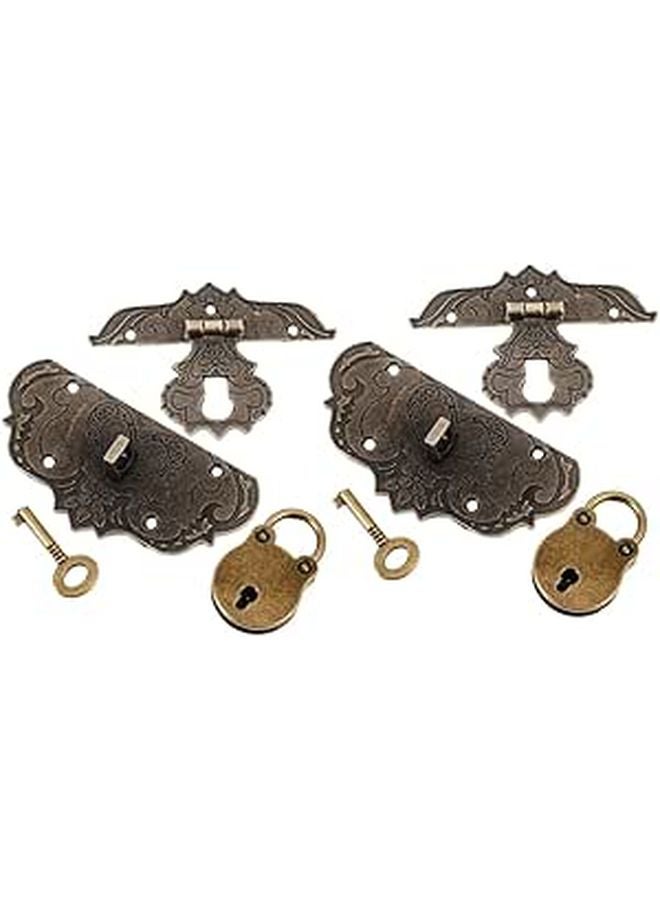 Mini Vintage Padlock Set with Keys Antique Hasp Latch for Jewelry Box Storage Security - Image 1
