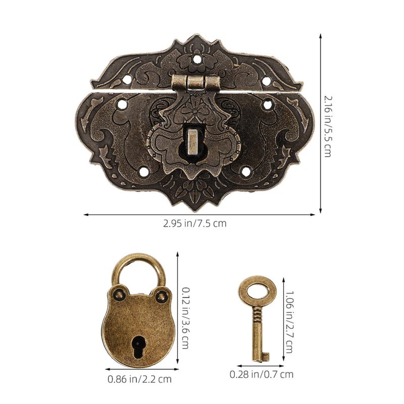 Mini Vintage Padlock Set with Keys Antique Hasp Latch for Jewelry Box Storage Security - Image 3