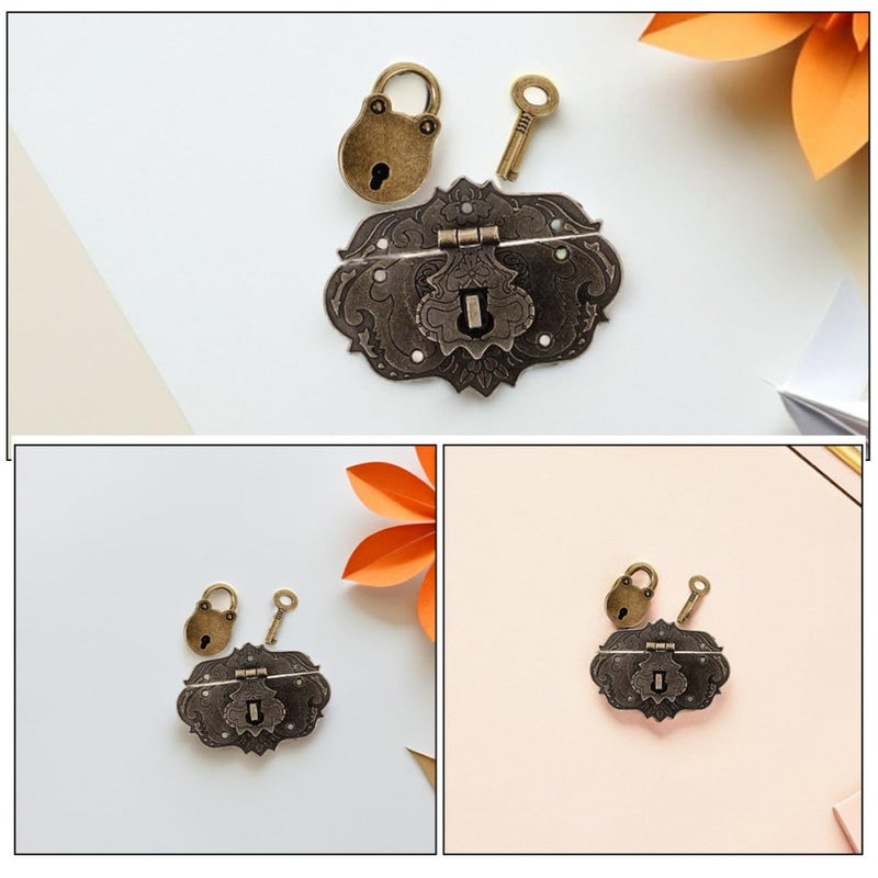 Mini Vintage Padlock Set with Keys Antique Hasp Latch for Jewelry Box Storage Security - Image 4