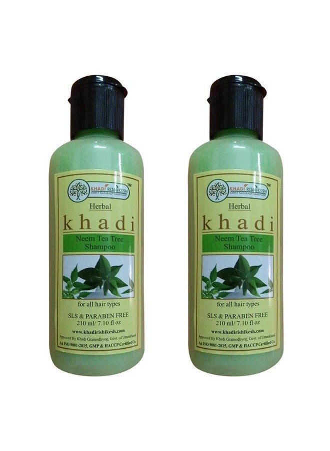 KHADI RISHIKESH Herbal Neem Tea Tree Shampoo Combo Set Pack Of 2 X 210 Ml (420 Ml) - Image 1