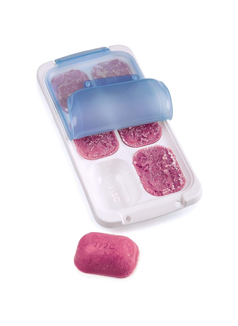 Prepworks from Progressive Prepworks from Progressive PrepWorks PKS735 Dishwasher Safe Half Cup 6 Serving Leftover Soup  Food Storage Freezer Pod Tray with Silicone Lid Blue  White 
