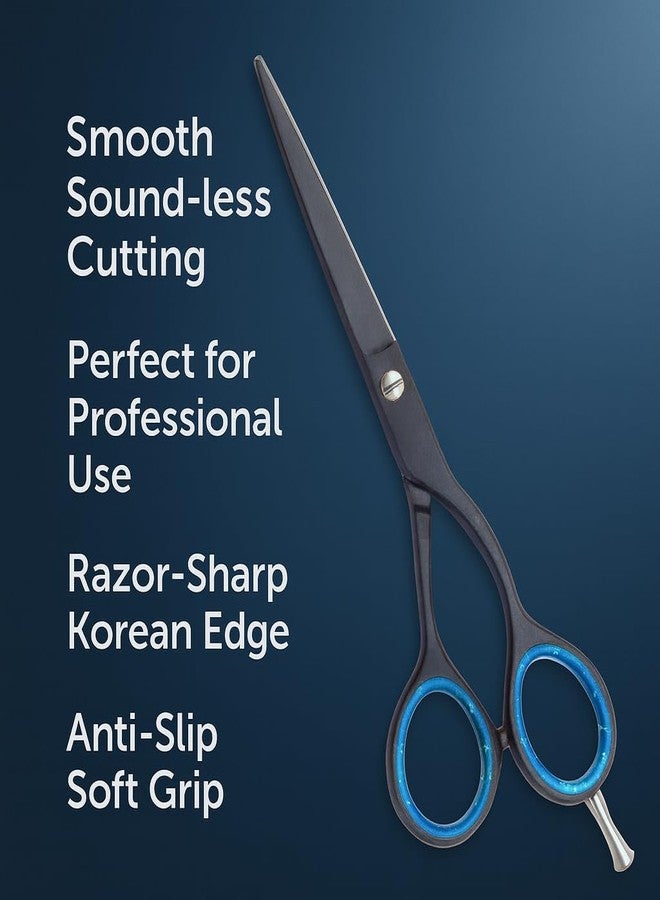 DANIAL Hair Cutting Scissor 6.5 Inch Professional Barber Scissors for Men & Women | Korean Razor Edge Sharp Shears with Anti-Slip Blue Grip Rings & Adjustable Screw - Image 2