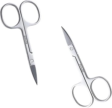 Generic 2 pcs Nail Cuticle Scissors Set Stainless Steel Curved Blade Scissors for Precise Manicure Pedicure Easy Grip Perfect for Eyebrow Toenail Skin Men Women Home or Professional Use  - Image 1