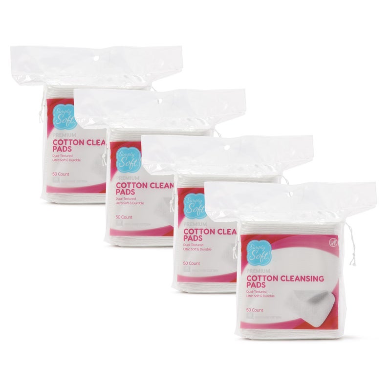 Simply Soft Premium Jumbo Cotton Cleansing Pads 100 Pure Cotton Large 35 x 45 Cotton Pads 200 Count