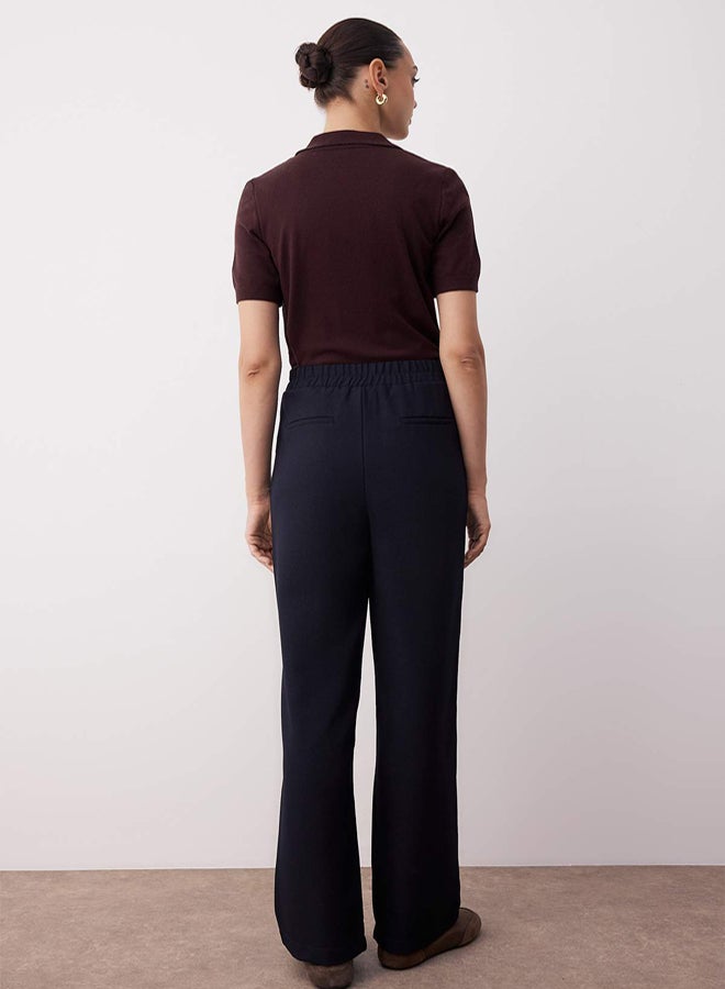 trendyol Navy Blue Straight/Straight Cut Woven Fabric Trousers - Image 4