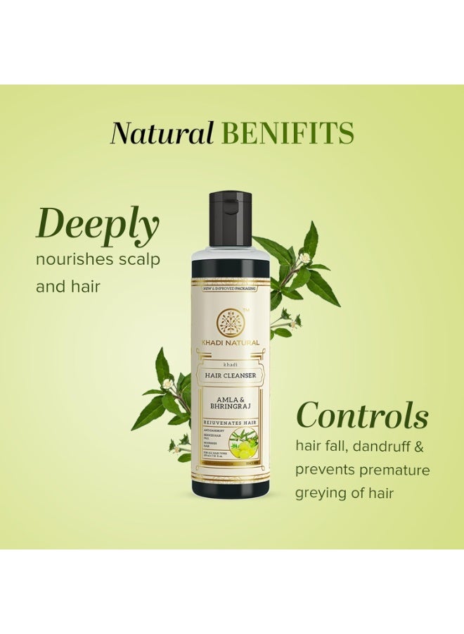 Khadi Natural Herbal Khadi Natural Amla & Bhringraj Hair Cleanser (Shampoo) | Made with Natural Ingredients | Anti Dandruff, Nourishing Formula | Suitable for All Hair Types | 210ml - Image 3