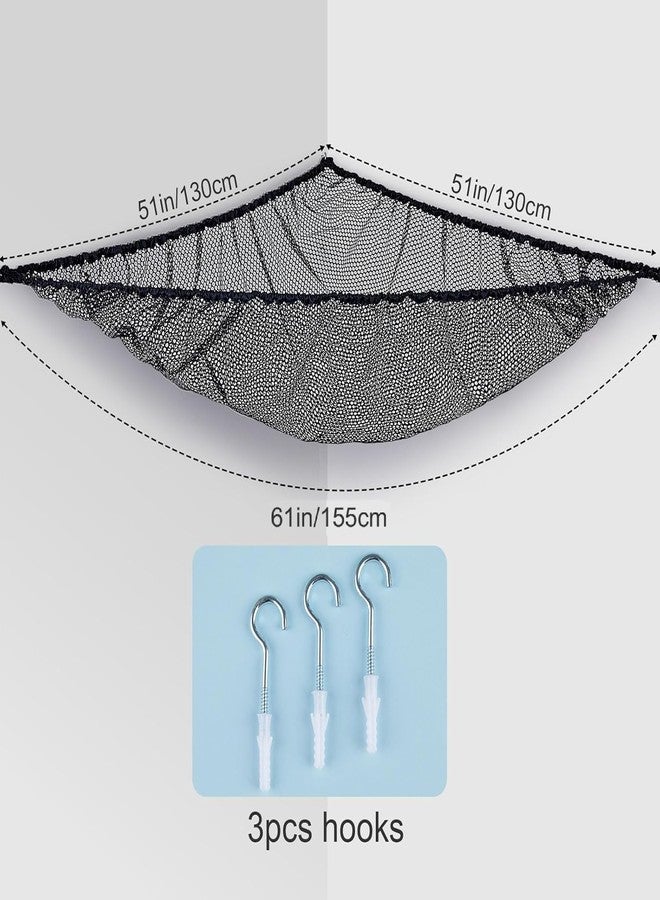 FIOBEE Stuffed Animals Net or Hammock Toy Storage Organizer Toy Hammock Net Bedroom Decor Hanging Storage with Hooks for Girl Kids Playroom Nursery, Black - Image 5