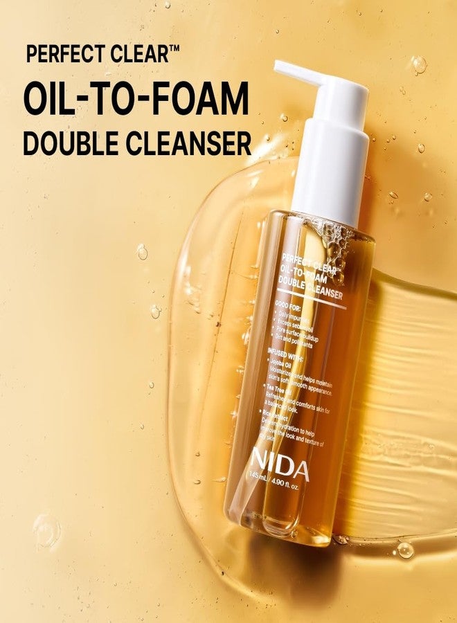 NIDA Perfect Clear™ Oil-To-Foam Double Cleanser | Jojoba Oil, Tea Tree Oil, Rice Extract | Good for Daily Impurities, Excess Sebum, Pore Cleaning, Blackheads, Dirt and Pollutants | 4.90 fl. oz., 145ml - Image 2