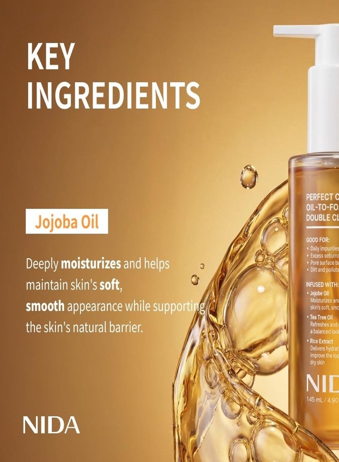 NIDA Perfect Clear™ Oil-To-Foam Double Cleanser | Jojoba Oil, Tea Tree Oil, Rice Extract | Good for Daily Impurities, Excess Sebum, Pore Cleaning, Blackheads, Dirt and Pollutants | 4.90 fl. oz., 145ml - Image 5