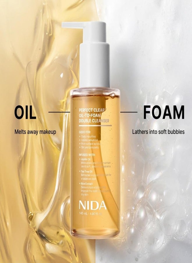 NIDA Perfect Clear™ Oil-To-Foam Double Cleanser | Jojoba Oil, Tea Tree Oil, Rice Extract | Good for Daily Impurities, Excess Sebum, Pore Cleaning, Blackheads, Dirt and Pollutants | 4.90 fl. oz., 145ml - Image 3