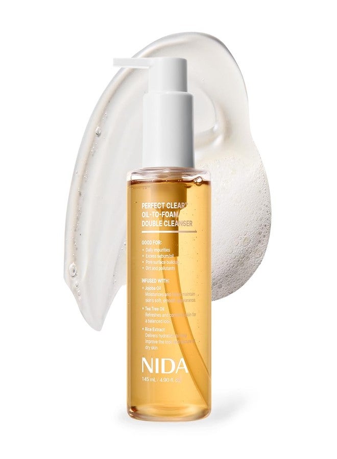 NIDA Perfect Clear™ Oil-To-Foam Double Cleanser | Jojoba Oil, Tea Tree Oil, Rice Extract | Good for Daily Impurities, Excess Sebum, Pore Cleaning, Blackheads, Dirt and Pollutants | 4.90 fl. oz., 145ml - Image 1