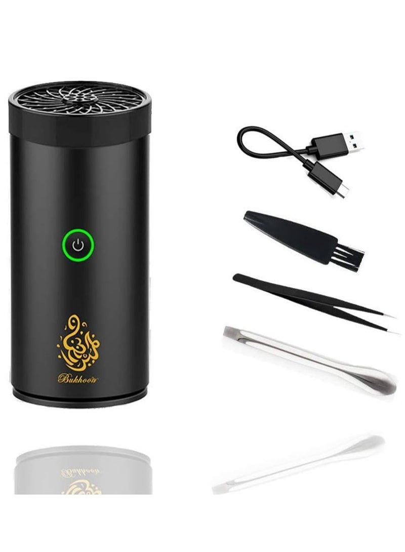 Electric Incense Burner, Car Electric Incense Burner, Portable USB Rechargeable Smart Electronic Incense Burner, bakhoor Burner for Home Use (Black)