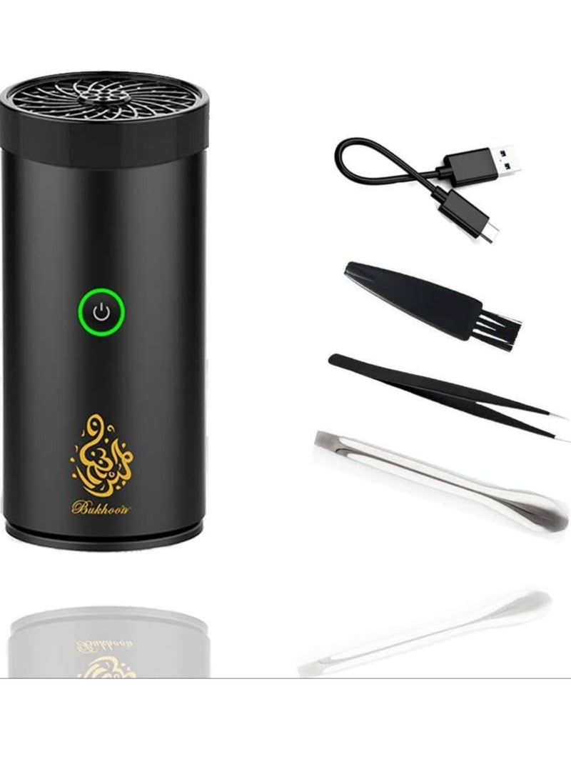 Electric Incense Burner, Car Electric Incense Burner, Portable USB Rechargeable Smart Electronic Incense Burner, bakhoor Burner for Home Use (Black)
