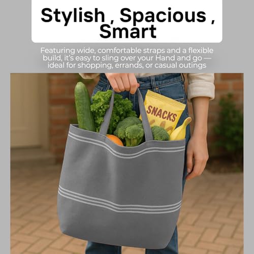 Värde Laundry Bag with Handle Pack of 1 | Foldable Clothes Laundry Bag | Also Works as Carry Bag | Lightweight & Durable | Perfect for College, Travel, and Daily Use | Handloom Hit Grey - Image 4