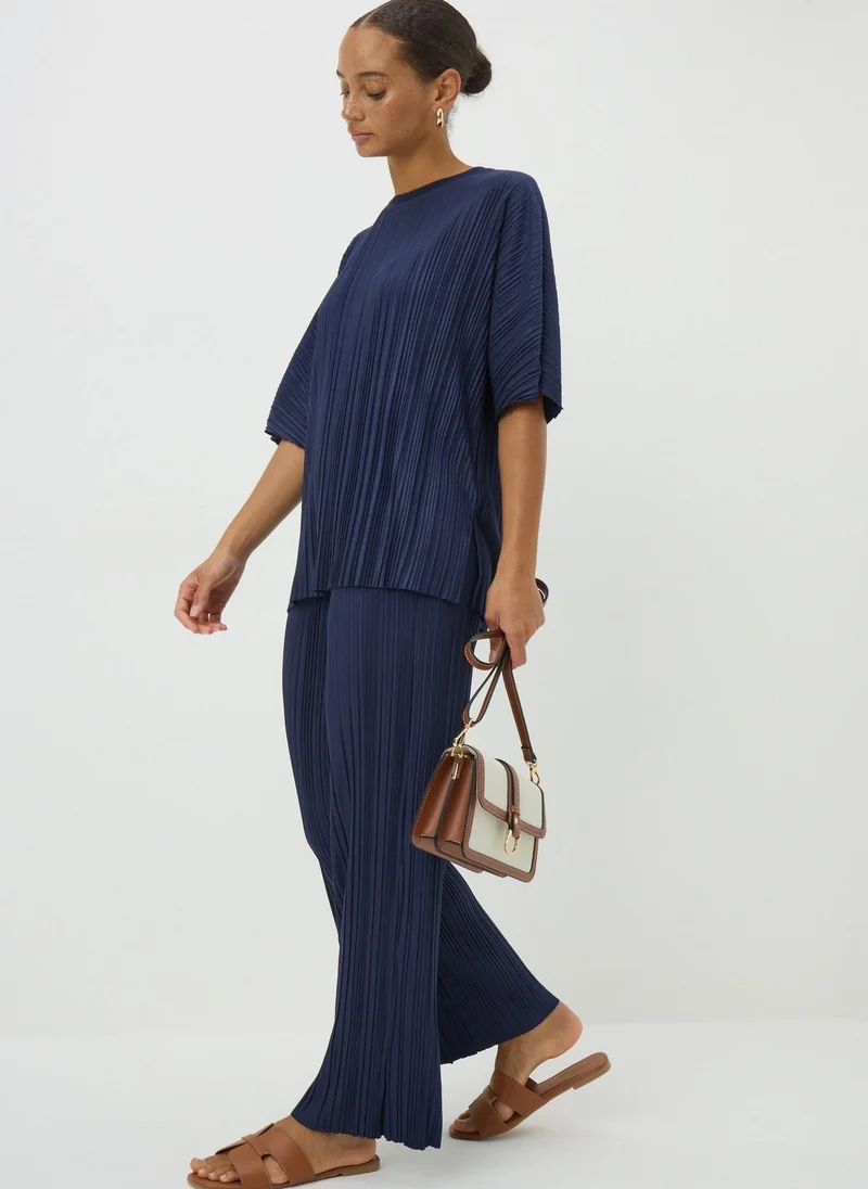 Matalan Navy Plisse Co Ord Trousers