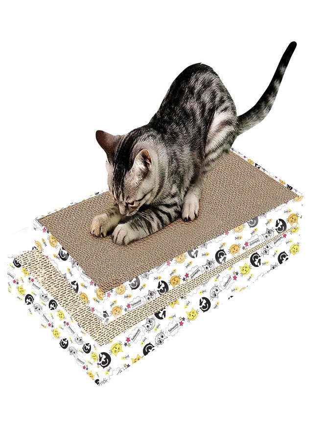 Tailworld Cat Scratcher, a 2-in-1 Reversible Scratching Pad Recyclable Corrugated Scratch Toy with Straight Shape & 10ML Catnip Cat Scratch Lounge for Furniture Protection (48x24x5) Pack of 2 - Image 1