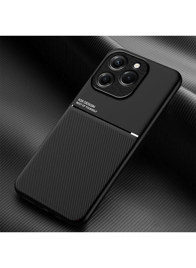 For Realme C63 4G Classic Tilt Strip Grain Magnetic PC Hybrid TPU Phone Case(Black)