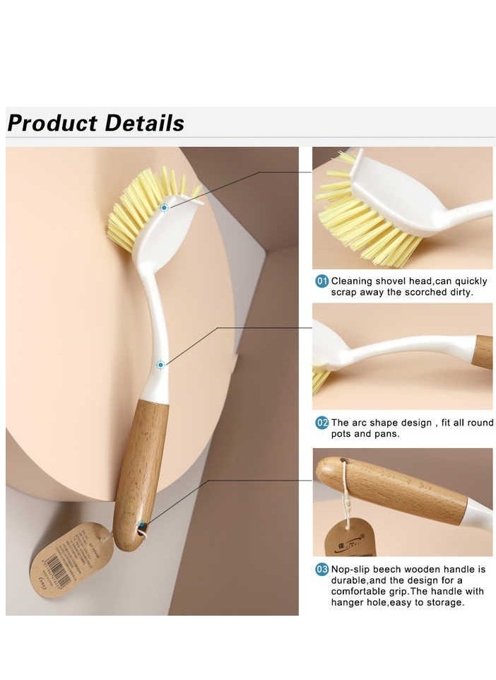 Home Care Durable PP tableware cleaning brush long wooden handle dirty kitchen washing  - Image 3