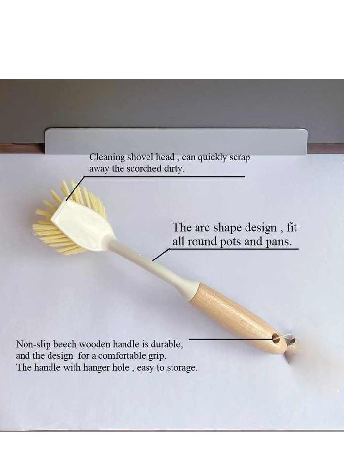 Home Care Durable PP tableware cleaning brush long wooden handle dirty kitchen washing  - Image 5
