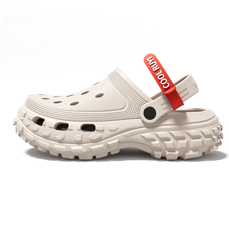 Thick Sole Slippers Unisex Cute Breathable Anti-Slip Platform Gray + red label