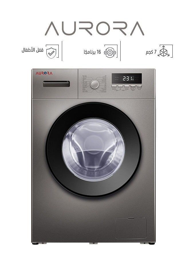 اورورا غسالة تحميل أمامي - سعة 7 كيلو جرام - فضى - AR-08FWTS  - Image 1