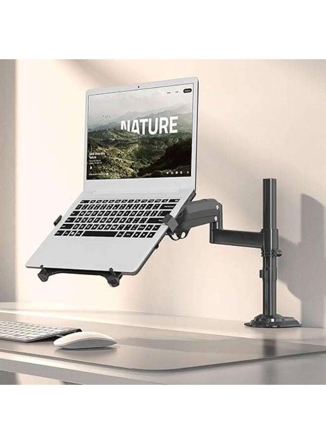 Laptop and monitor desktop stand with movable arm – adjustable tray for laptops from 10 to 17 inches, and monitors from 17 to 30 inches, compatible with VESA 75/100 - Image 1