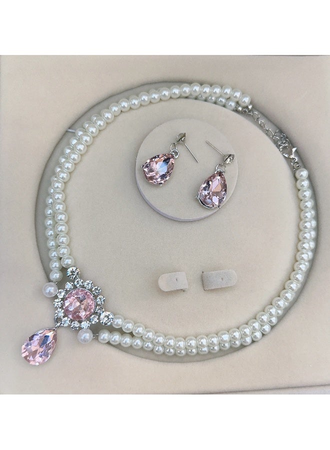 NIBEMINENT Elegant Minimalist Double-Layer Beaded Necklace with Pearl and Diamond Accents - Fashion New Arrival