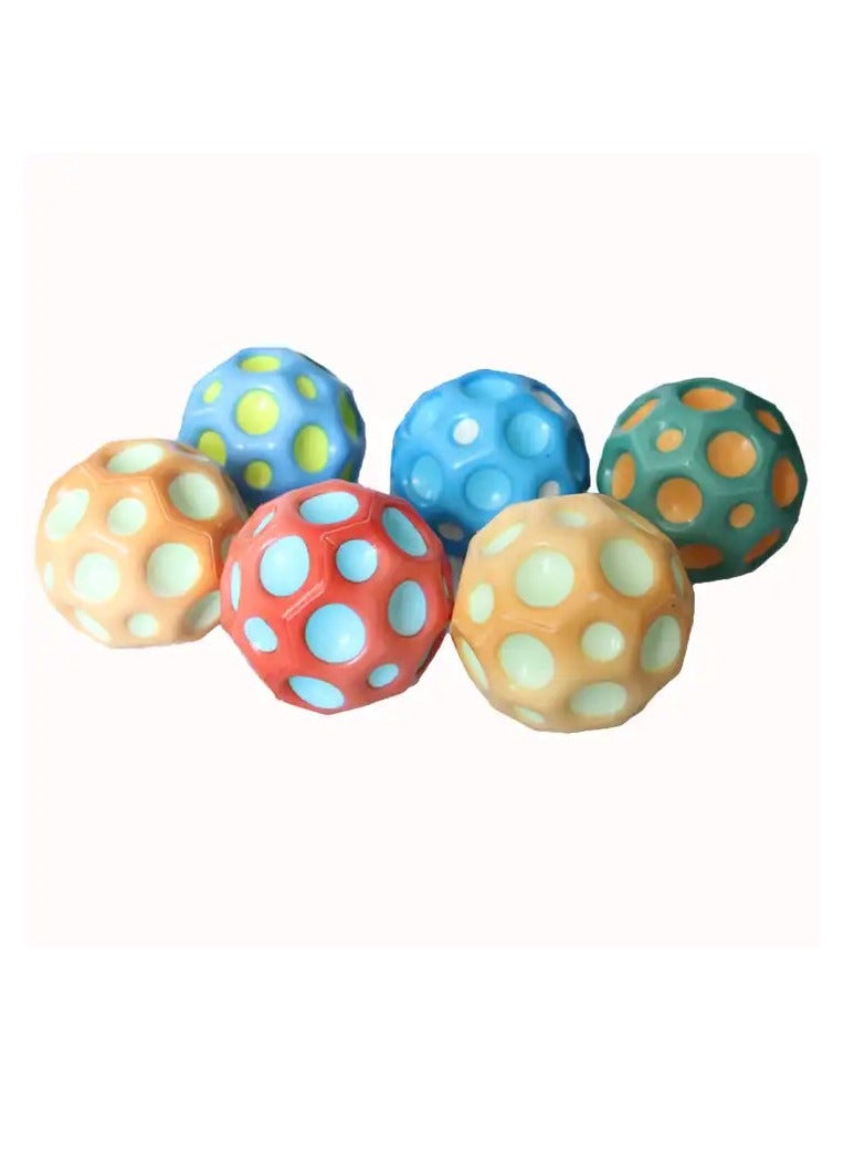 Generic PU Foam Ball Multi-hole Coral Sports Anti Stress Ball Squeeze Toy Moon High Bouncing Ball  - Image 2