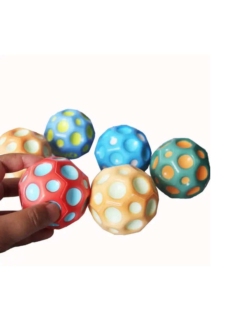Generic PU Foam Ball Multi-hole Coral Sports Anti Stress Ball Squeeze Toy Moon High Bouncing Ball  - Image 3