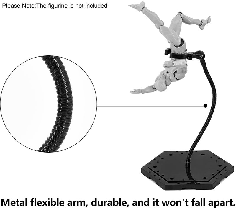 Yocoolfun 3 Pack Black Action Figure Stand,Action Figure Display Holder Stand Base,Compatible with HG RG SD SHF Gundam 1/144 Toy,Doll Stop Motion Holder Stand with Screwdriver - Image 2